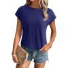 imageREORIA Womens Cap Sleeve Crew Neck Lose T Shirt Business Casual Dressy Basic Tops for Summer 2025Navy Blue