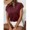 imageREORIA Womens Cap Sleeve Crew Neck Lose T Shirt Business Casual Dressy Basic Tops for Summer 2025Reddish Brown