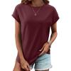 imageREORIA Womens Cap Sleeve Crew Neck Lose T Shirt Business Casual Dressy Basic Tops for Summer 2025Reddish Brown