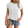 imageREORIA Womens Cap Sleeve Crew Neck Lose T Shirt Business Casual Dressy Basic Tops for Summer 2025White