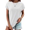 imageREORIA Womens Cap Sleeve Crew Neck Lose T Shirt Business Casual Dressy Basic Tops for Summer 2025White