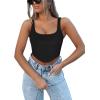 imageREORIA Womens Summer Sexy Square Neck Sleeveless Trendy Bustier Corset Crop Tank TopsBlack
