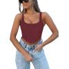 imageREORIA Womens Summer Sexy Square Neck Sleeveless Trendy Bustier Corset Crop Tank TopsBurgundy