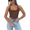 imageREORIA Womens Summer Sexy Square Neck Sleeveless Trendy Bustier Corset Crop Tank TopsCoffee