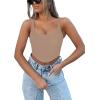 imageREORIA Womens Summer Sexy Square Neck Sleeveless Trendy Bustier Corset Crop Tank TopsKhaki
