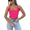 imageREORIA Womens Summer Sexy Square Neck Sleeveless Trendy Bustier Corset Crop Tank TopsNeon Rose Red