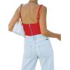 imageREORIA Womens Summer Sexy Square Neck Sleeveless Trendy Bustier Corset Crop Tank TopsRed