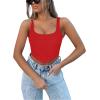 imageREORIA Womens Summer Sexy Square Neck Sleeveless Trendy Bustier Corset Crop Tank TopsRed