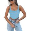 imageREORIA Womens Summer Sexy Square Neck Sleeveless Trendy Bustier Corset Crop Tank TopsSky Blue