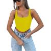 imageREORIA Womens Summer Sexy Square Neck Sleeveless Trendy Bustier Corset Crop Tank TopsYellow