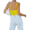 imageREORIA Womens Summer Sexy Square Neck Sleeveless Trendy Bustier Corset Crop Tank TopsYellow
