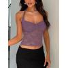 imageREORIA Lace Tops for Women Halter Sexy Going Out Tank Crop Y2K Fashion Top 2025 TrendyGrey Purple