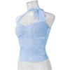 imageREORIA Lace Tops for Women Halter Sexy Going Out Tank Crop Y2K Fashion Top 2025 TrendySky Blue