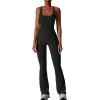 imageREORIA Women Trendy Summer Sexy Scoop Neck Sleeveless Backless Full Body Tummy Control Workout Bodycon Flare Jumpsuits