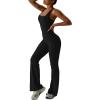 imageREORIA Women Trendy Summer Sexy Scoop Neck Sleeveless Backless Full Body Tummy Control Workout Bodycon Flare Jumpsuits