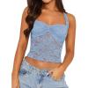 imageREORIA Lace Tops for Women Halter Sexy Going Out Tank Crop Y2K Fashion Top 2025 TrendySky Blue