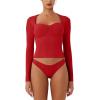 imageREORIA Womens Long Sleeve Inverted Trapezoid Neck Top Sexy Elegant Tops 2025 FallWinter Designer CollectionRed