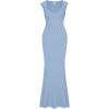 imageREORIA Womens Trendy Sexy Square V Neck Cap Sleeve Elegant Lounge Long Dress Ribbed Bodycon Maxi DressesBlue