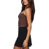 imageREORIA Womens Square Neck Halter Tank Tops Backless Crop Tops Sleeveless Double Lined Tops Y2K Going Out OutfitsCoffee