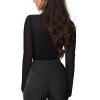 imageREORIA Womens Sexy Long Sleeve Square Neck Bodysuit Mesh Double Lined Going Out Tops 2025Black Onyx