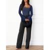 imageREORIA Womens Sexy Long Sleeve Square Neck Bodysuit Mesh Double Lined Going Out Tops 2025Dark Denim