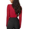 imageREORIA Womens Sexy Long Sleeve Square Neck Bodysuit Mesh Double Lined Going Out Tops 2025Watermelon