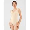 imageREORIA Butsmooth Womens Sexy Deep V Neck Backless Sleeveless Double Lined Thong Bodysuits for Going OutBeige
