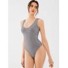 imageREORIA Butsmooth Womens Sexy Deep V Neck Backless Sleeveless Double Lined Thong Bodysuits for Going OutDark Grey