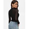 imageREORIA Turtleneck Sheer Mesh Long Sleeve Bodysuit with Mock Neck Body Suit for WomenBlack