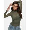 imageREORIA Turtleneck Sheer Mesh Long Sleeve Bodysuit with Mock Neck Body Suit for WomenGarden Green