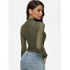 imageREORIA Turtleneck Sheer Mesh Long Sleeve Bodysuit with Mock Neck Body Suit for WomenGarden Green