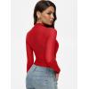 imageREORIA Turtleneck Sheer Mesh Long Sleeve Bodysuit with Mock Neck Body Suit for WomenTomato