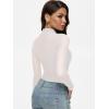 imageREORIA Turtleneck Sheer Mesh Long Sleeve Bodysuit with Mock Neck Body Suit for WomenWhite
