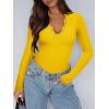 imageREORIA Womens Lace V Neck Long Sleeve Bodysuits Trendy Going Out Body Suit Tops Fall Outfits 2025Lemon Yellow