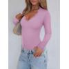 imageREORIA Womens Lace V Neck Long Sleeve Bodysuits Trendy Going Out Body Suit Tops Fall Outfits 2025Orchid Bouquet