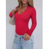 imageREORIA Womens Lace V Neck Long Sleeve Bodysuits Trendy Going Out Body Suit Tops Fall Outfits 2025Red