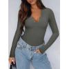 imageREORIA Womens Lace V Neck Long Sleeve Bodysuits Trendy Going Out Body Suit Tops Fall Outfits 2025Thyme Green