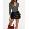 imageREORIA Womens Lace V Neck Long Sleeve Bodysuits Trendy Going Out Body Suit Tops Fall Outfits 2025Thyme Green