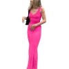 imageREORIA Womens Summer Sexy Long Dresses Deep V Neck Sleeveless V Backless Lounge Elegant Bodycon Maxi DressRose Red