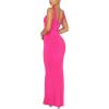 imageREORIA Womens Summer Sexy Long Dresses Deep V Neck Sleeveless V Backless Lounge Elegant Bodycon Maxi DressRose Red