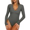 imageREORIA Womens Lace V Neck Long Sleeve Bodysuits Trendy Going Out Body Suit Tops Fall Outfits 2025Thyme Green