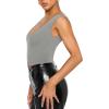 imageREORIA Butsmooth Womens Trendy Sexy Plunge Deep V Neck Sleeveless V Backless Slim Fit Going Out Crop Tank TopsLinght Grey