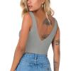 imageREORIA Butsmooth Womens Trendy Sexy Plunge Deep V Neck Sleeveless V Backless Slim Fit Going Out Crop Tank TopsLinght Grey