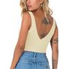 imageREORIA Butsmooth Womens Trendy Sexy Plunge Deep V Neck Sleeveless V Backless Slim Fit Going Out Crop Tank TopsMasala