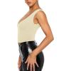 imageREORIA Butsmooth Womens Trendy Sexy Plunge Deep V Neck Sleeveless V Backless Slim Fit Going Out Crop Tank TopsMasala