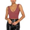 imageREORIA Butsmooth Womens Trendy Sexy Plunge Deep V Neck Sleeveless V Backless Slim Fit Going Out Crop Tank TopsMauve Red
