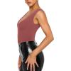 imageREORIA Butsmooth Womens Trendy Sexy Plunge Deep V Neck Sleeveless V Backless Slim Fit Going Out Crop Tank TopsMauve Red