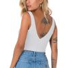 imageREORIA Butsmooth Womens Trendy Sexy Plunge Deep V Neck Sleeveless V Backless Slim Fit Going Out Crop Tank TopsOffwhite