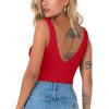 imageREORIA Butsmooth Womens Trendy Sexy Plunge Deep V Neck Sleeveless V Backless Slim Fit Going Out Crop Tank TopsRed
