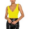 imageREORIA Butsmooth Womens Trendy Sexy Plunge Deep V Neck Sleeveless V Backless Slim Fit Going Out Crop Tank TopsYellow